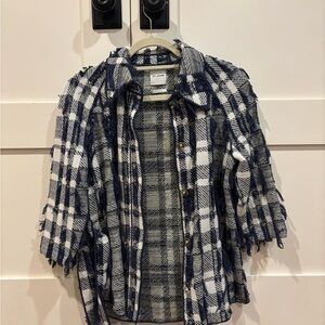 St. John Navy and Cream Textured Jacket